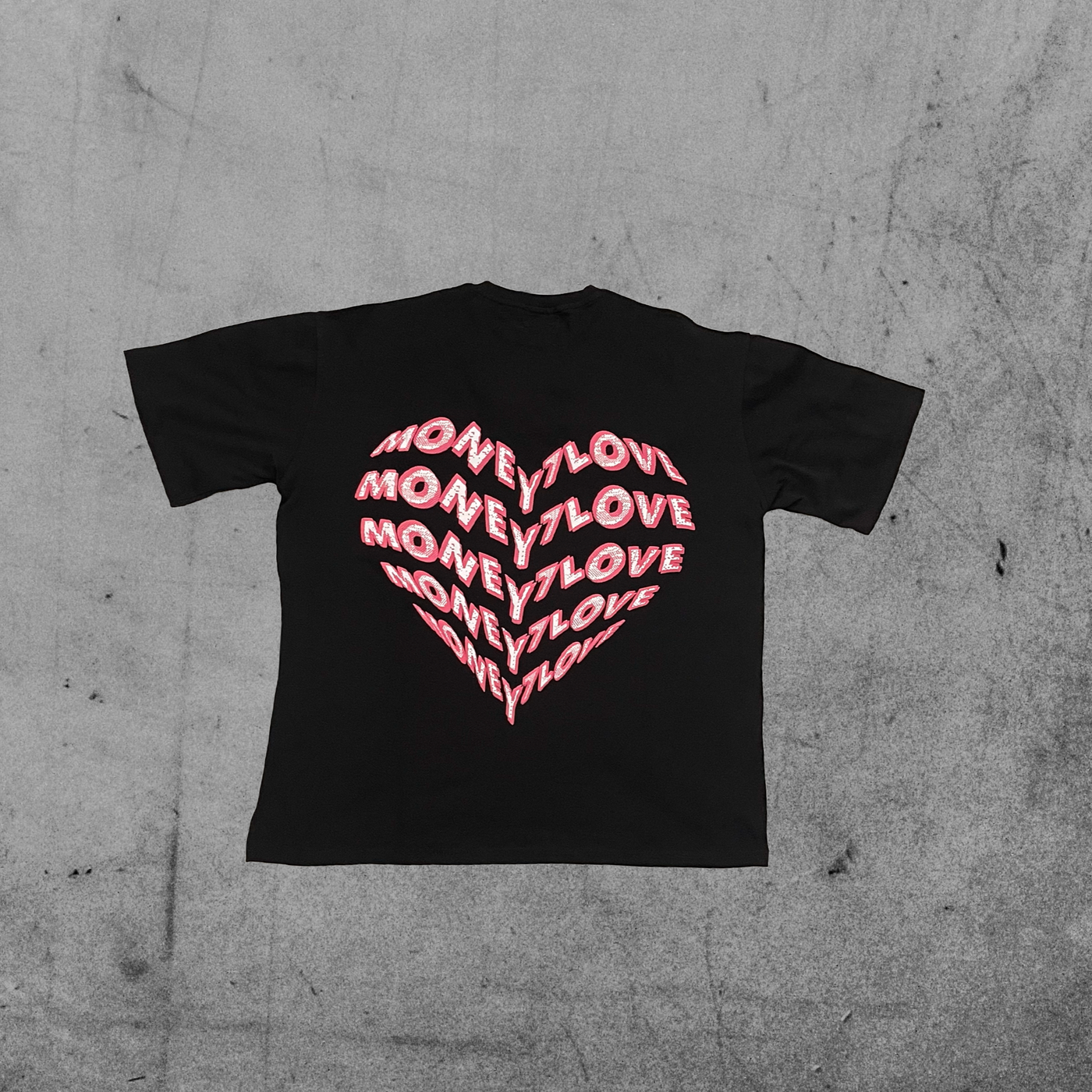 "MONEY>LOVE" BLACK OVERSIZED TEE