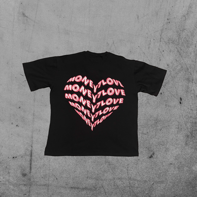"MONEY>LOVE" BLACK OVERSIZED TEE