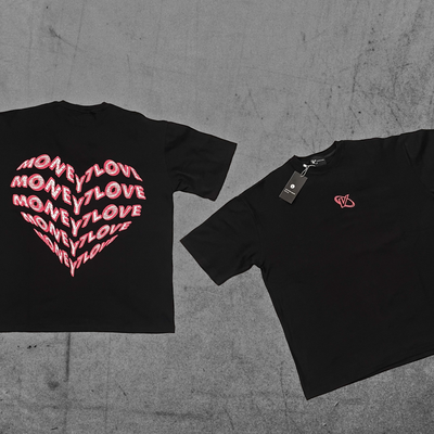 "MONEY>LOVE" BLACK OVERSIZED TEE