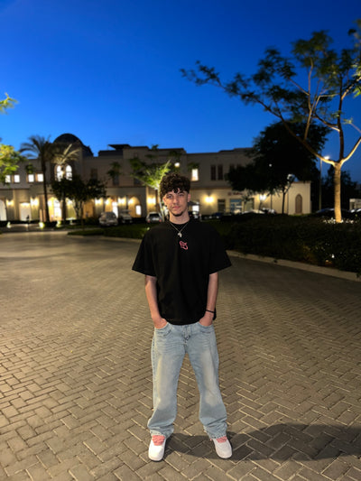 "MONEY>LOVE" BLACK OVERSIZED TEE