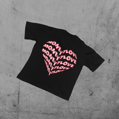 "MONEY>LOVE" BLACK OVERSIZED TEE